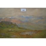 Harry Goodwin, late 19th Century watercolour, moorland scene with sheep and pool to the