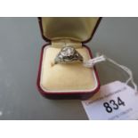 1920's / 1930's old brilliant cut diamond solitaire ring with rose cut diamond set shoulders mounted