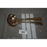 Pair of George III silver Old English pattern sauce ladles, makers W.E., W.F., W.C.