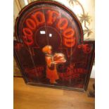 20th Century restaurant sign, ' Good Food Served Here at Reasonable Prices ', mounted with a