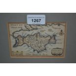 Small antique hand coloured map of the Isle of Wight, coloured engraving ' Coogee Beach ' and a