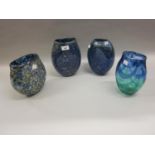 Group of four various Hoglund New Zealand Art glass vases
