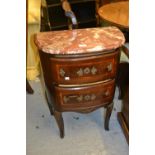 Pair of late 19th / early 20th Century French rosewood and inlaid bedside chests, each with rouge