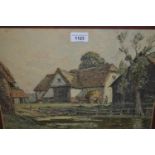 H.S. Merritt, pair of watercolours, view at West Dene and farm buildings, signed, 11ins x 15ins,