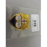 Gilt metal and enamel London Football Association steward badge