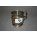 Small Birmingham silver Christening mug engraved Jean (at fault)