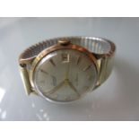 Gentleman's 9ct Gold cased Accurist wristwatch with plated bracelet strap