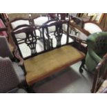 19th Century mahogany chair back sofa in Georgian style with double pierced splat back above an