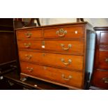 19th Century mahogany straight front chest of two short and three long graduated drawers with