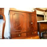 Small reproduction mahogany side cabinet with two drawers above two cupboard doors together with