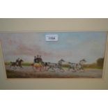 M. Robert, late 19th Century oil painting, figures in a horse drawn cart, signed, 7ins x 14ins, gilt