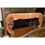 20th Century Chinese hardwood coffee table with pierced scroll ends together with a brass inlaid