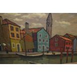 Alan Stenhouse Gourley signed oil on canvas, quayside scene, together with an unframed oil on