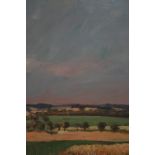 Lenzi Dumont signed oil on canvas, impressionist study of an open landscap, also signed verso, 21ins