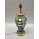 Royal Doulton stoneware baluster form vase adapted for use as a table lamp