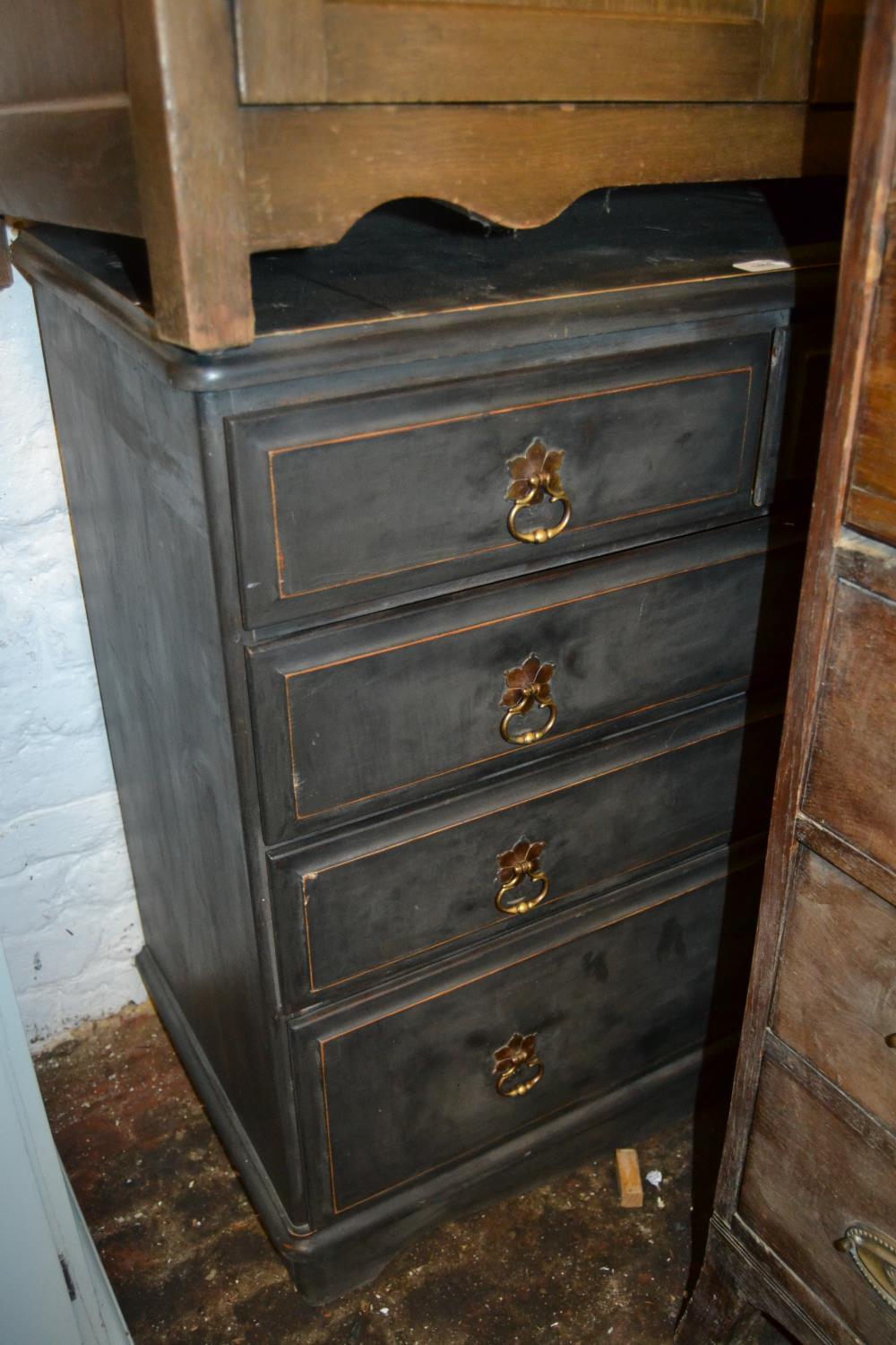 Modern painted pine chest of two short and three long drawers
