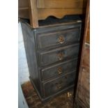 Modern painted pine chest of two short and three long drawers