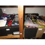 Two boxes containing a quantity of transformers and space related toys
