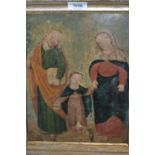 Antique oil on metal panel, The Holy Family, gilt framed, 12ins x 10ins