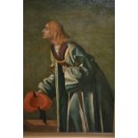 19th Century oil on panel, portrait of a Florentine gentleman in green robes, 10ins x 7ins