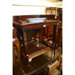 19th Century mahogany washstand with associated blue and white bowl on turned supports with