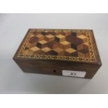Small 19th Century Tunbridge ware box with inlaid parquetry design to the lid, 5.25ins x 3.25ins x