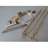 9ct Gold signet ring, silver dress ring, 9ct gold watch bracelet and a small quantity of other