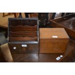 19th Century rosewood stationery box together with a 19th Century oak stationery box (both for