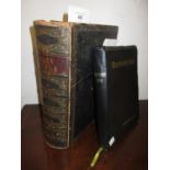 19th Century leather bound Family Bible together with another Bible