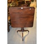 19th Century mahogany square topped pedestal tilt-top table