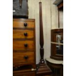 Mahogany bed post standard lamp together with a brass oil standard lamp (for restoration)