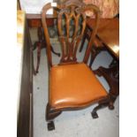 Set of six 19th Century mahogany dining chairs in George III style, the pierced carved splat backs