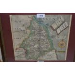 Antique hand coloured Saxton map of Scotland, framed, 15ins x 18ins overall