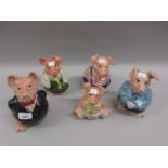 Set of five National Westminster pottery money boxes in the form of pigs