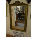 19th Century French gilt moulded composition rectangular wall mirror with shell and floral surmount