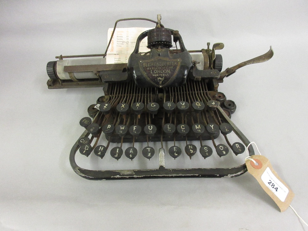 American Made typewriter with plaque inscribed Blickensderfer, numbered 7