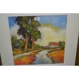 David Gainford, signed Limited Edition coloured lithograph Provence pathway, 16ins square, gilt