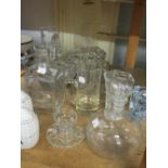 Two moulded glass cheese dishes with covers and sundry other glassware