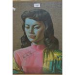 Coloured portrait print of an Eastern lady after Tretchikoff