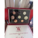 Quantity of Great Britain proof coin sets There are 5 red cased sets. The years are 1985, 1986,