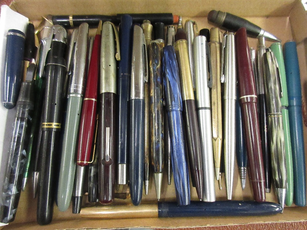 Quantity of various fountain and other pens Sadly all in very poor condition. No gold nibs. Would