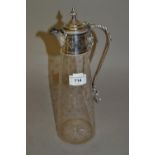 19th Century cut glass and silver plated claret jug Good condition, no chips, just wear to foot from