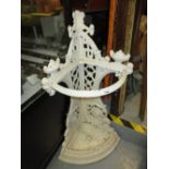 19th Century white painted cast iron corner stick stans with original tray bearing diamond