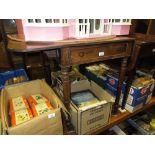 19th Century mahogany rectangular drop-leaf Pembroke table with single end drawer on turned supports