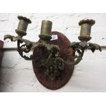 Late 19th/early 20th Century three branch gilt brass wall sconce