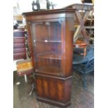 Reproduction mahogany standing corner cabinet by Rackstraw