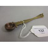 Small unusual antique copper and brass ladle