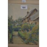 Ernest Arthur Rowe, watercolour, the entrance of Anne Hathaway's cottage, signed, 10.5ins x 8ins,