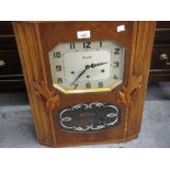 Art eco walnut cased rectangular wall clock with silvered dial Arabic numerals signed ' Vedette ',