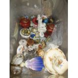 Collection of various ceramic and enamel trinket boxes and a small quantity of other ceramics and
